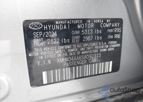 2025 Hyundai Ioniq 6 Sel из США, поврежденный, VIN KMHM34AA6SA092313